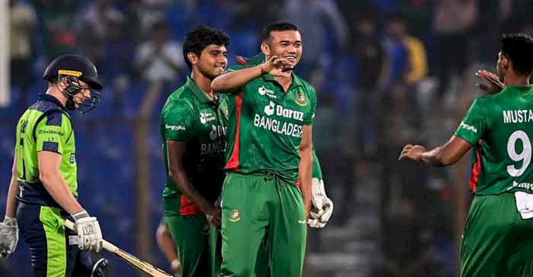 রেকর্ড রানের ম্যাচে বৃষ্টি বাধা ঠেলে জয় টাইগারদের