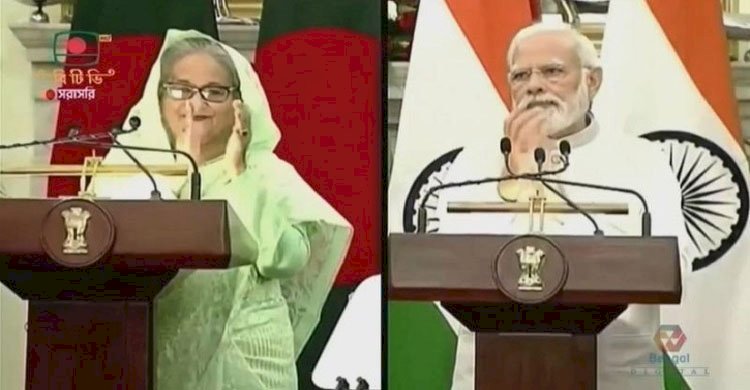 আখাউড়া-আগরতলা রেলপথসহ ৩ প্রকল্প উদ্বোধন করলেন শেখ হাসিনা-মোদি