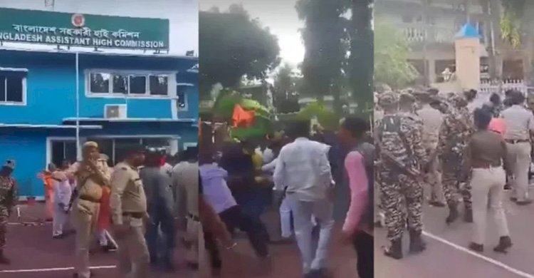 আগরতলায় বাংলাদেশ হাইকমিশনে ভাঙচুর-পতাকা অবমাননা, ভারতের দুঃখ প্রকাশ>
</div>
</div>
<div class=